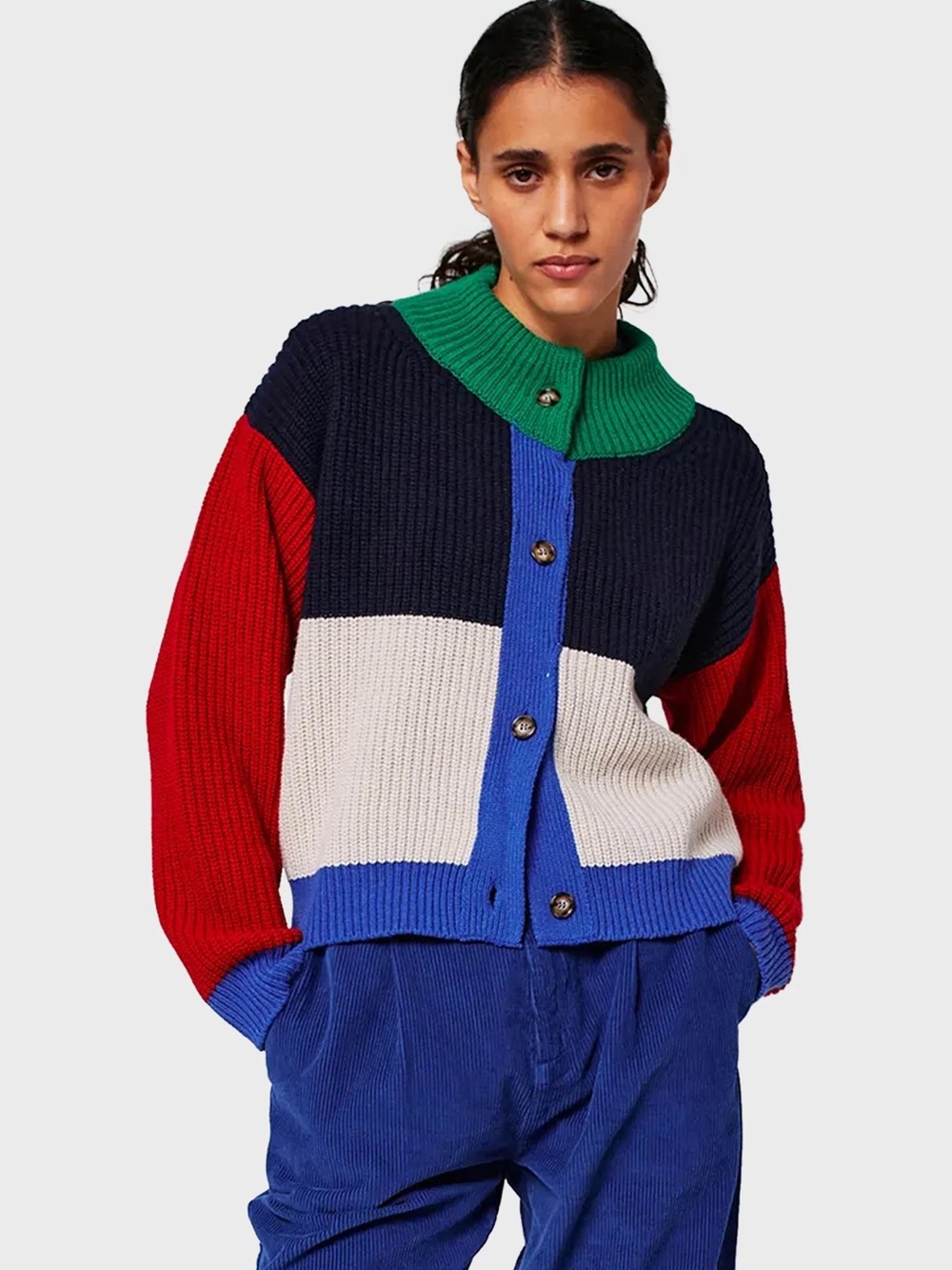 Bobo Choses Colorblock Rib-Knit Cardigan Sweater